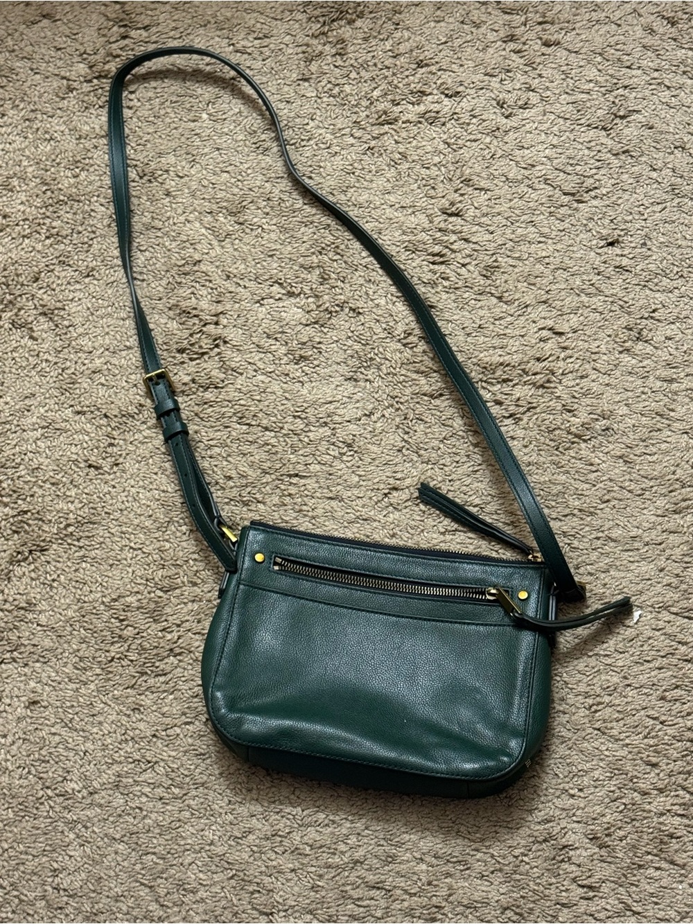 Fossil Leather Crossbody Bag in Dark Green -
